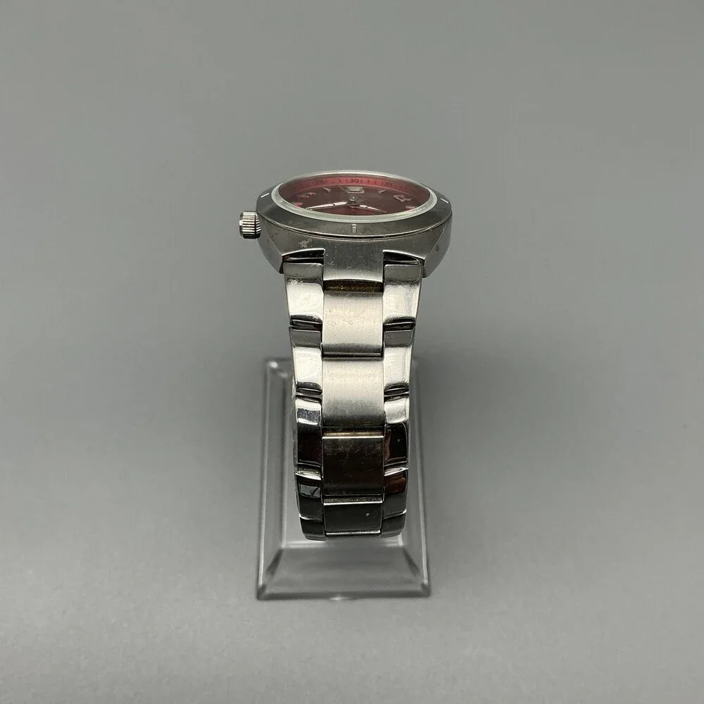 Fossil Blue Womens Watch 28mm Red Dial Stainless Date AM-4100 New Battery 6.75